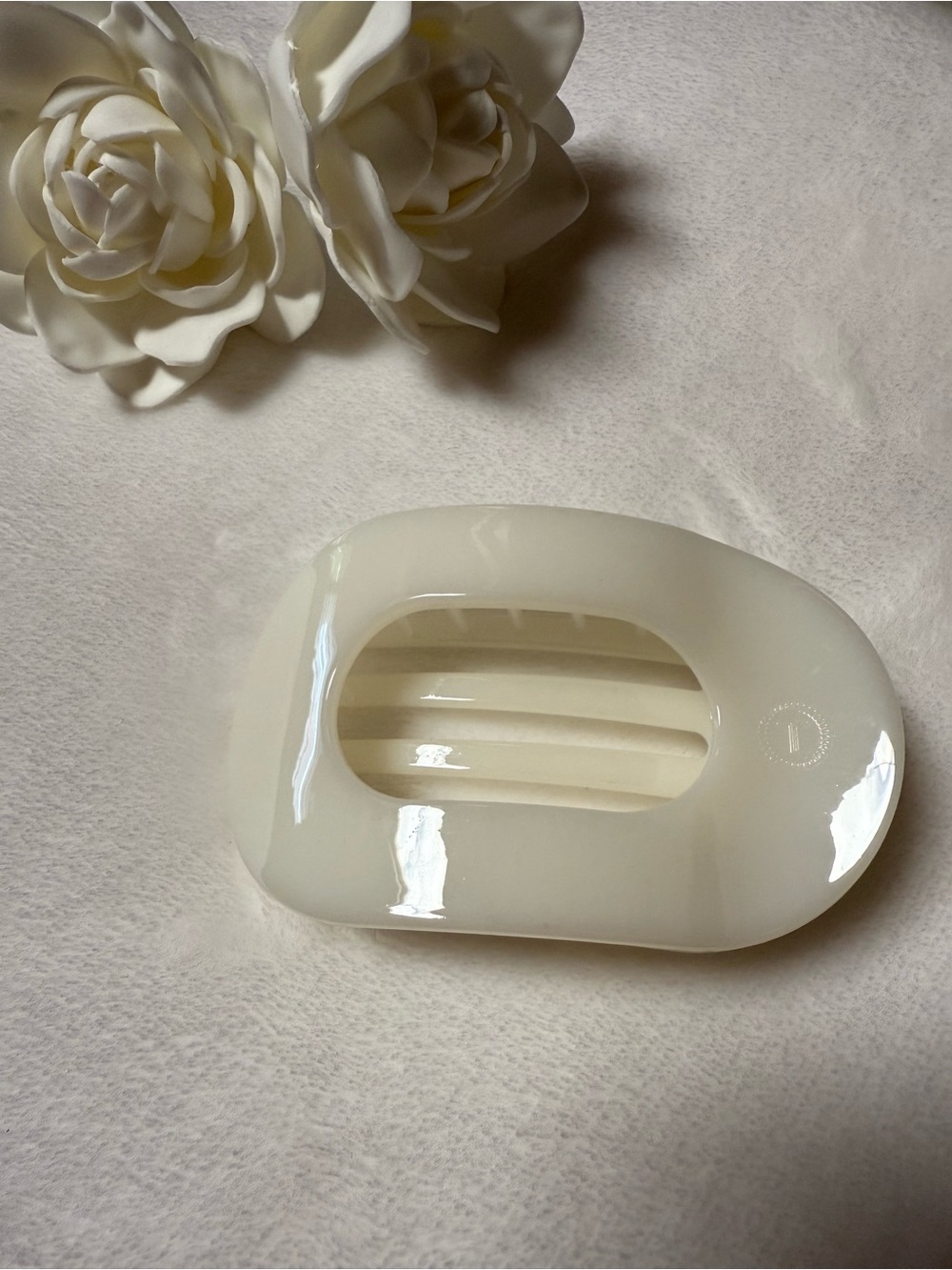 Teleties Flat Round Hair Clip Coconut white - Large